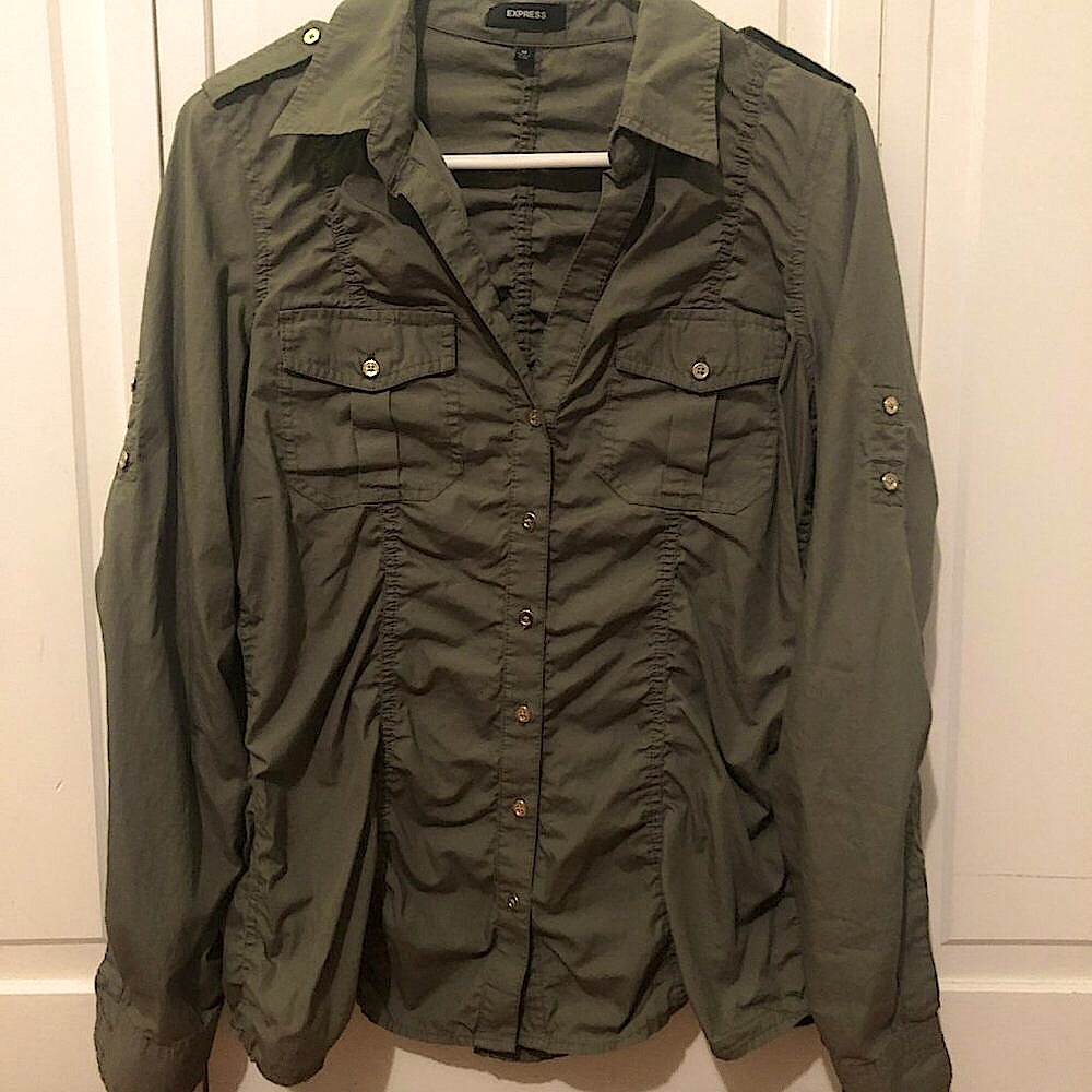 Express Long Sleeved Green Blouse